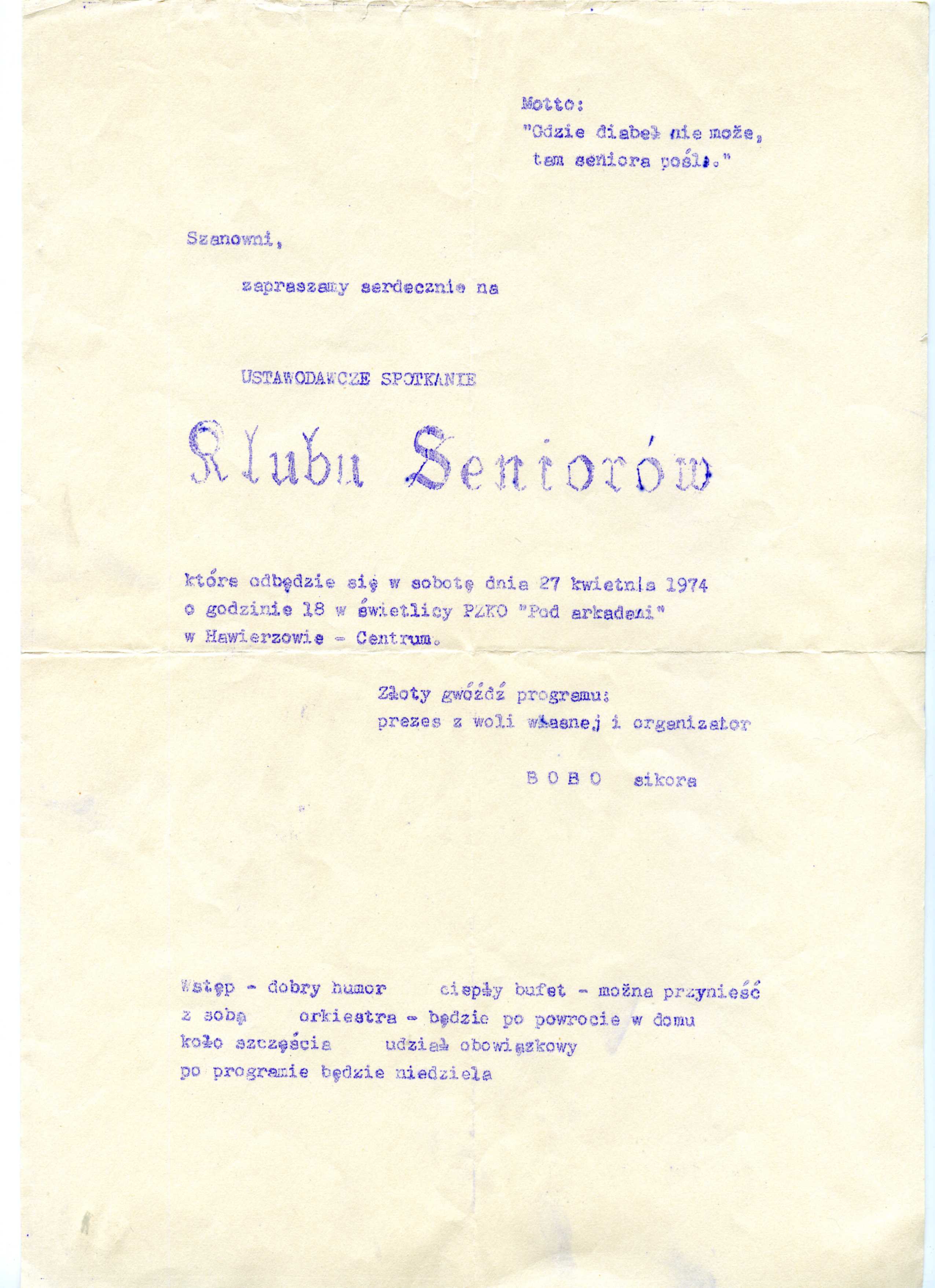 Klub Seniorów-1974
